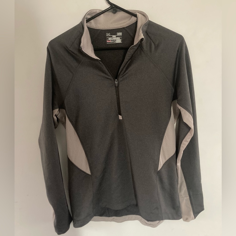 Under Armour Slim Contrast Quarter Zipper Thumbholes Mesh Active Jacket L